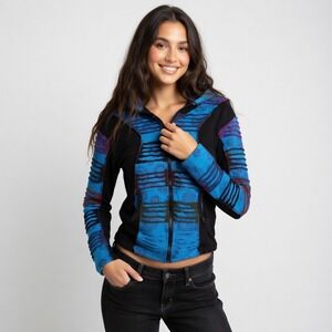 Ark Imports Artisan Boho Patchwork Zip Hoodie Made in Nepal Size Small